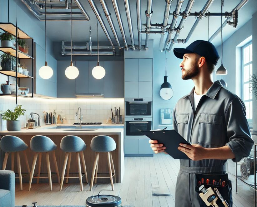 Plumber Singapore inspecting kitchen and bathroom fixtures.